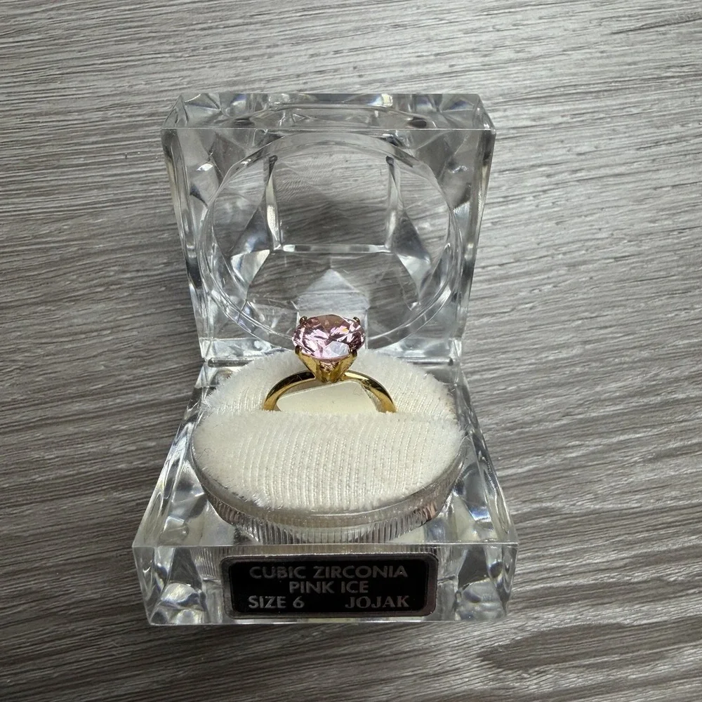 Vintage JOJAK Pink Ice Cubic Zirconia Round Cut Ring Size 6 New